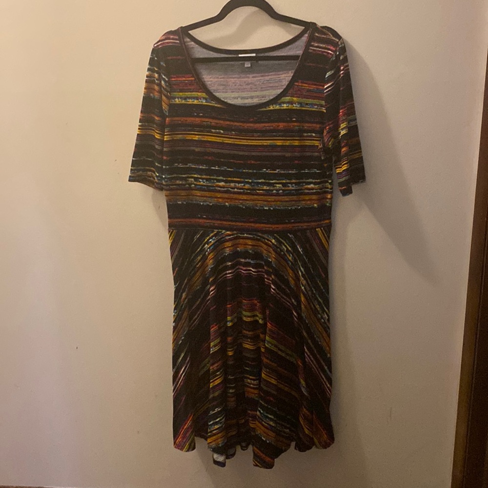 Lularoe Nicole Rainbow Stripe Dress size 2XL